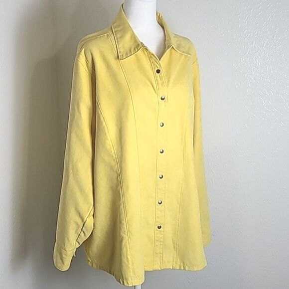 Carolina Colours Yellow Faux Suede Buttondown Jacket/Shirt, Size 18/20W - Picture 2 of 7